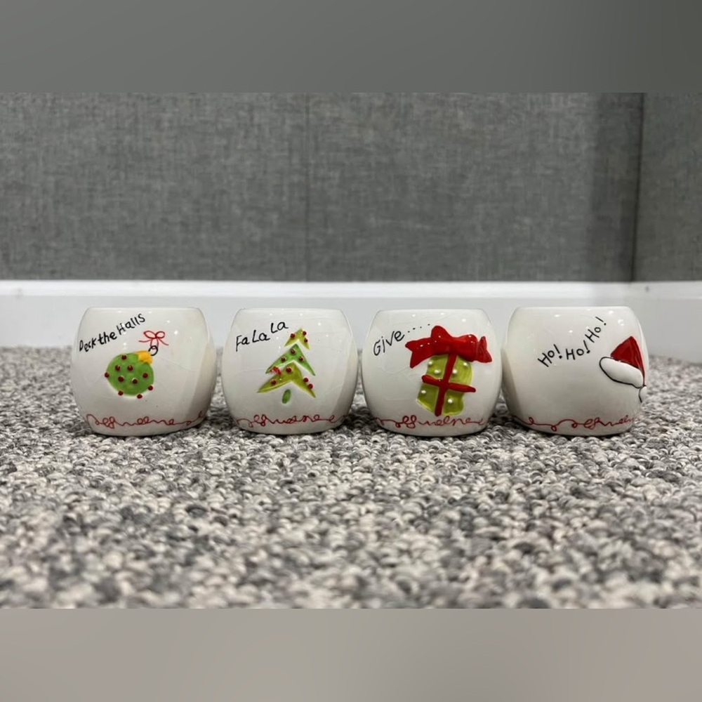 Christmas glass tea light holder – set of four. 🕯️Super cute Christmas decor! 🎄
